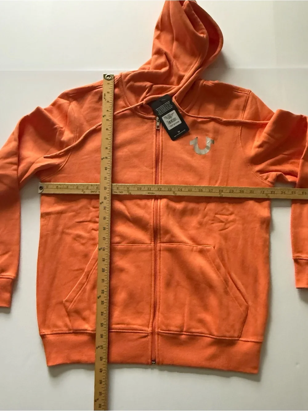 TRUE RELIGION Dome Zip Hoodie  Papaya Orange Mens Size Large RETAIL $119 NWT